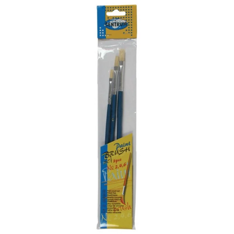 Alte produse scolare - Pensule, 3buc/set, nr 2,4,6, varf tesit, Centrum