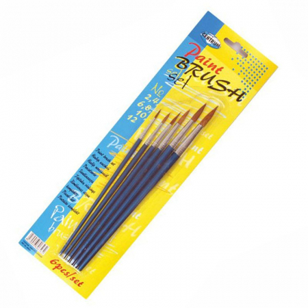 Alte produse scolare - Pensule, 6buc/set, nr. 2,4,6,8,10,12, varf rotund, Centrum