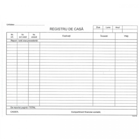 Tipizate - Registru Casa Model Nou Autocopiativ