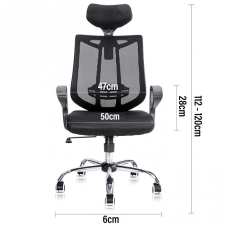 Scaun Birou Spatar Si Tetiera Mesh, Sist Roti Metal 4905 Deli [1]