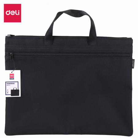 Mape si serviete - Servieta Material Textil 2 Fermoare Neagra Deli