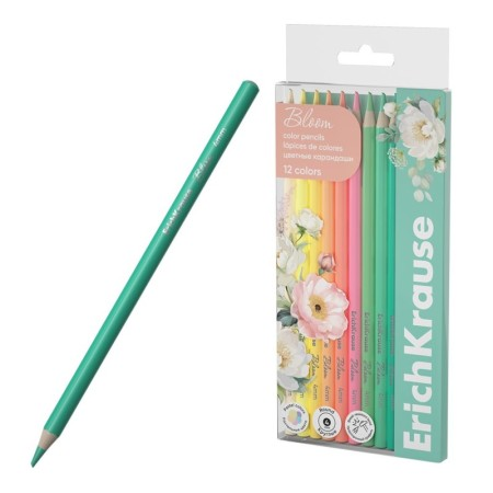 Black Friday - Set 12 creioane color Pastel Bloom din lemn