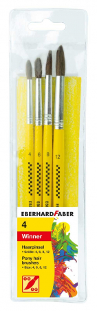 Pensule, Acuarele, Tempera, Guase - Set 4 Pensule Nr. 4/6/8/12 Varf Rotund Eberhard Faber
