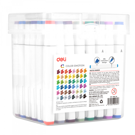 Set 48 Markere Sketching Varf Dublu 1Mm/7Mm Cut Plastic Deli [2]
