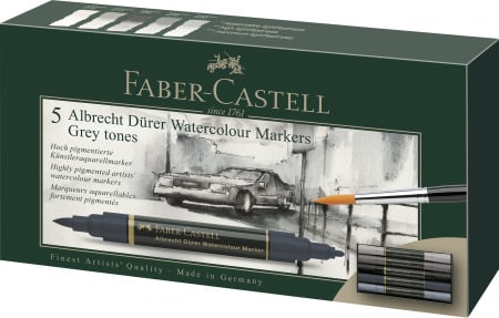 Arta si grafica - Set 5 Markere Solubile Tonuri De Gri A.Durer Faber-Castell