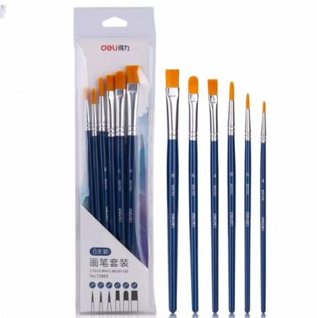 Pensule, Acuarele, Tempera, Guase - Set 6 Pensule (Nr 4,6,8) Deli