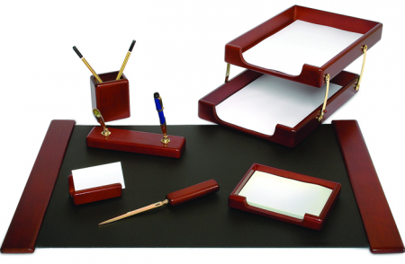 Mape de birou. Seturi de birou - Set De Birou Din Lemn Maro 8 Piese