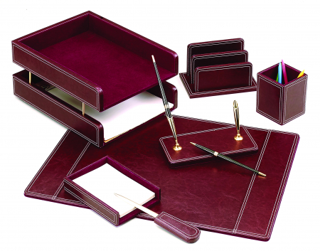 Mape de birou. Seturi de birou - Set De Birou Din Piele Bordo 7 Piese