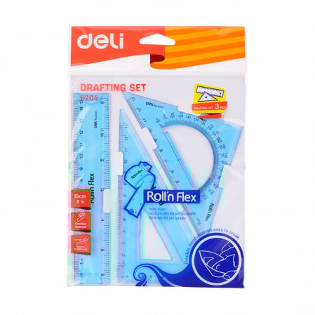 Seturi geometrie - Set Geometrie 3 Piese Flexibil Color E6204 Deli