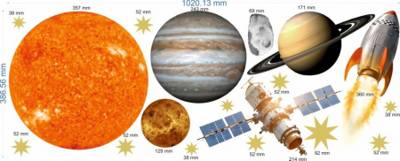 Stickere decorative perete din autocolant textil repozitionabil Sistemul Solar, spatiu, planete, astronaut [3]