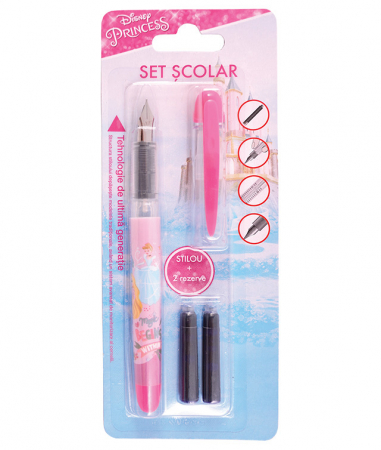 Stilouri scolare - Stilou Basic Princess + 2 Rezerve Pigna