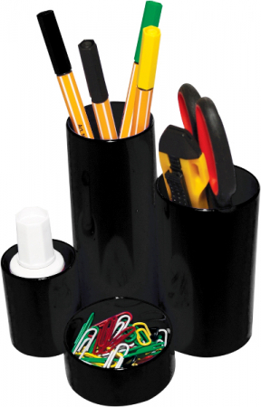 Suporturi pentru accesorii - Suport Tubular Birou 4 Compartimente Negru Flaro