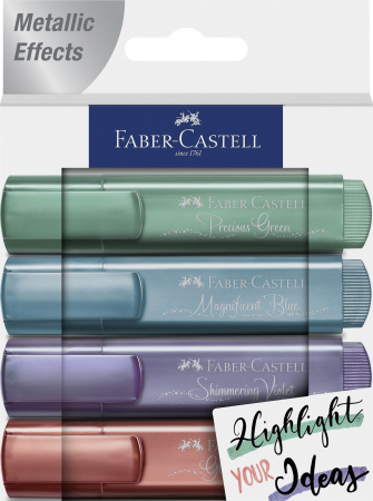 Idei cadouri  - Textmarker Set 4 Metalizat Faber-Castell