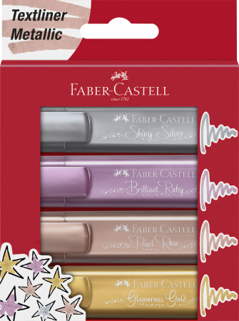 Idei cadouri  - Textmarker Set 4 Metalizat Faber-Castell