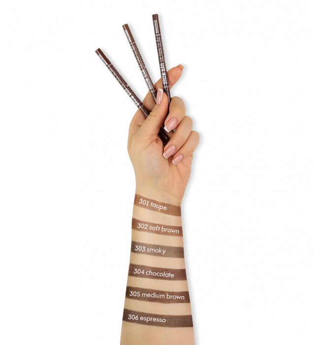 Creion pentru sprancene - BROW BAR ULTRA SLIM WATERPROOF - LUXVISAGE - 303 SMOKY [2]