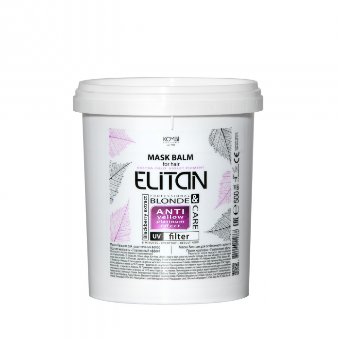 Mask Balm pentru par - Elitan - Anti Yellow Platinum Effect, 500 ml [1]