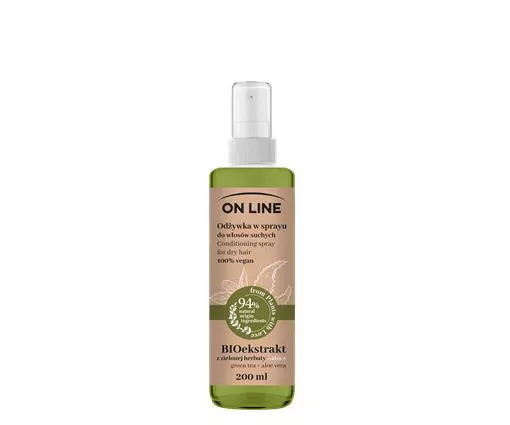 Masca pentru par - Balsam spray - On Line - BIO, Ceai verde/Aloe, 200ml