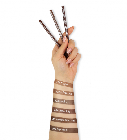 Creion pentru sprancene - BROW BAR ULTRA SLIM WATERPROOF - LUXVISAGE - 303 SMOKY [1]