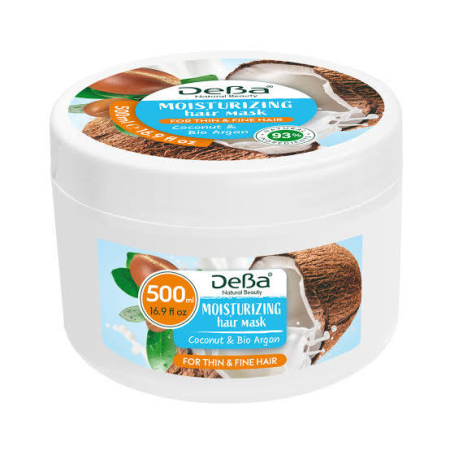 Masca pentru par - Mască de Păr Hidratantă - DeBa Natural Beauty - Coconut & Bio Argan, 500 ml
