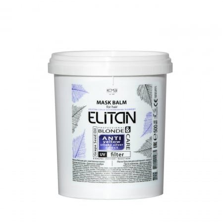 Masca pentru par - MASK BALM pentru par - Elitan - Anti galben ,  SMOKY SILVER / Fumuriu Argintiu Efect, 500 ml