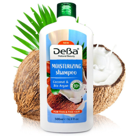 Produse pentru par - Șampon Hidratant  -  DeBa Natural Beauty - Cocos și Argan Bio, 500 ml