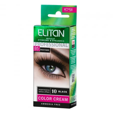 Sprancene - Vopsea cremă pentru sprâncene și gene „ELITAN” PROFESIONAL Nr. 10 Negru