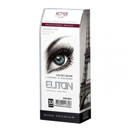 Machiajul ochilor - Vopsea cremă pentru sprâncene și gene „ELITAN” PROFESIONAL Nr. 32 Maro, 50 ML