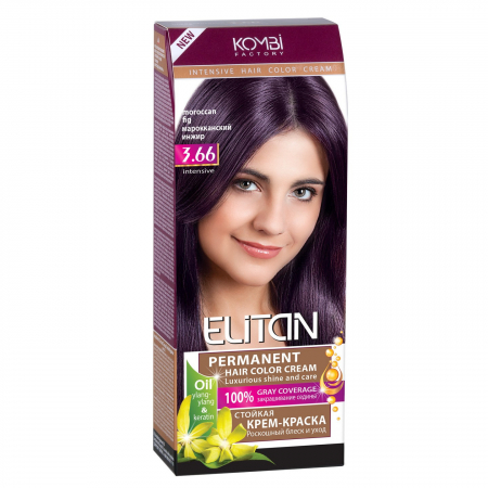 Oxidanti - Vopsea de păr permanentă „Elitan” culoare intensă și naturală- 3,66 – Smochină marocană