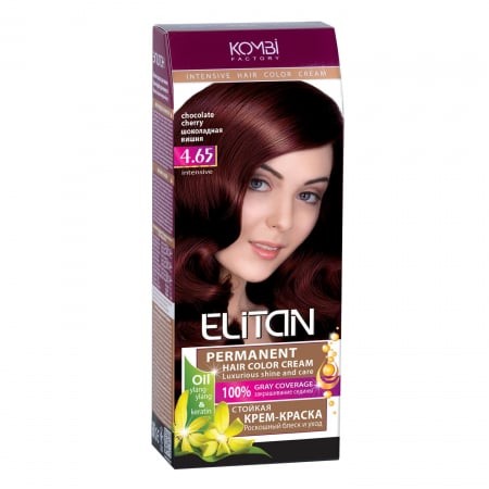 Produse pentru par - Vopsea de par permanenta “Elitan” culoare intensa si naturala, 4,65 – Ciocolata cireseasa