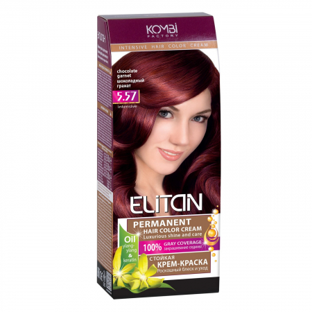 Produse pentru par - Vopsea de par permanenta “Elitan” culoare intensa si naturala - 5.57 – Rodie ciocolată