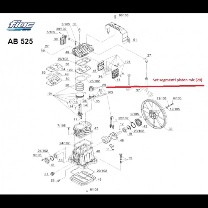 Set segmenti piston mic, pentru cap compresor AB 525 [3]