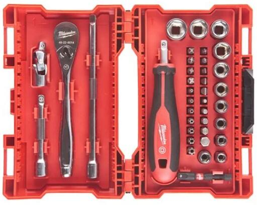 Set antrenor cu clichet și chei tubulare 1/4" în inserție de spumă, 38 buc [1]