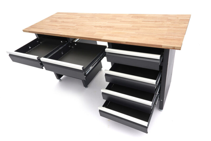 Banc de lucru cu 6 sertare, 1 usa si blat din lemn masiv 171 cm - HBM [2]