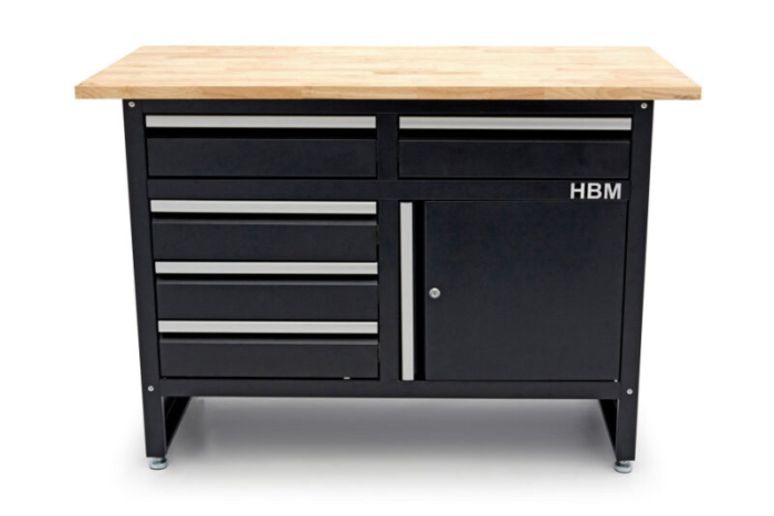 Banc de lucru cu blat din lemn masiv 120 cm, 8 sertare - HBM [4]