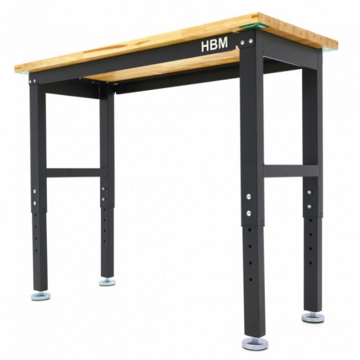 Banc de lucru cu blat din lemn masiv, reglabil pe inaltime 122 cm [6]