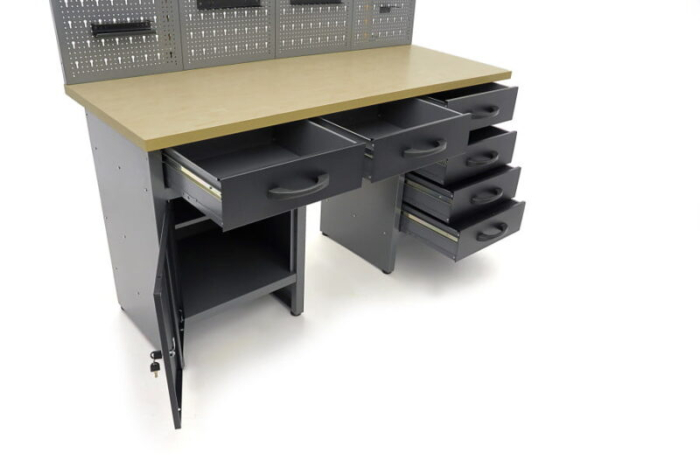 Banc de lucru cu usi si panou perforat 160 x 60 x 200 cm - HBM [5]