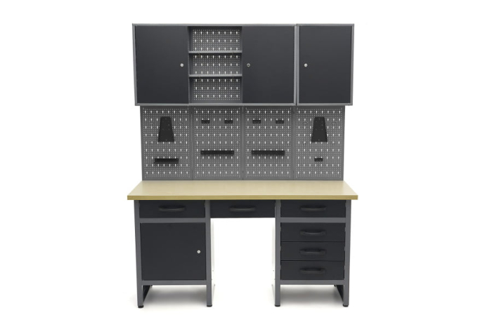 Banc de lucru cu usi si panou perforat 160 x 60 x 200 cm - HBM [3]