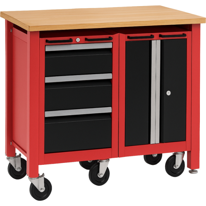 Banc de lucru metalic si blat de lemn pentru atelier, 10 piese [6]