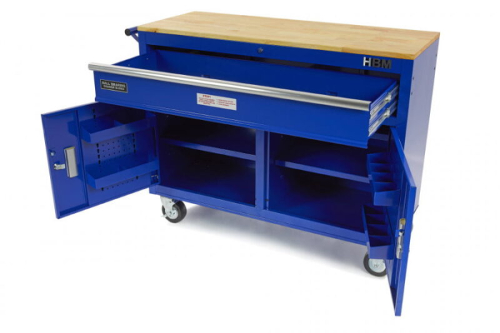 Banc de lucru mobil tip carucior 117 cm cu blat de lucru din lemn - HBM [3]