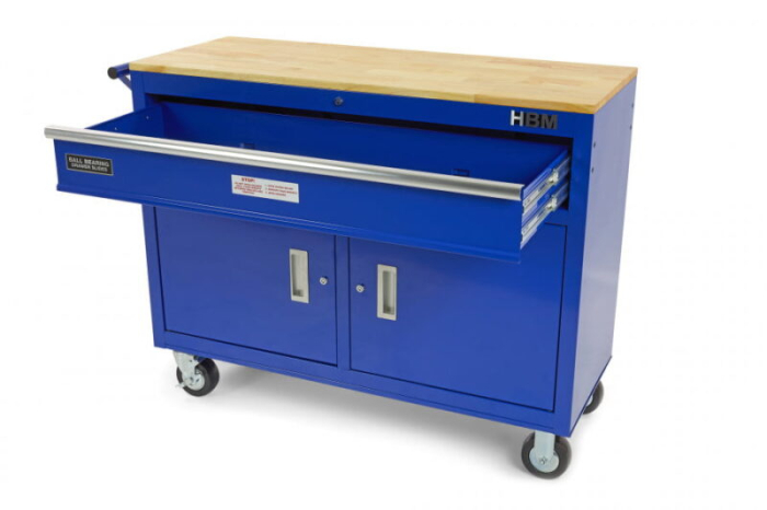 Banc de lucru mobil tip carucior 117 cm cu blat de lucru din lemn - HBM [2]