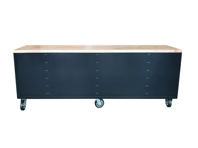 Banc de lucru negru cu blat din lemn masiv 258 cm - HBM [5]