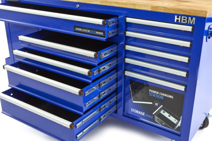 Banc de lucru  tip carucior cu blat de lemn masiv 158 cm - HBM [3]