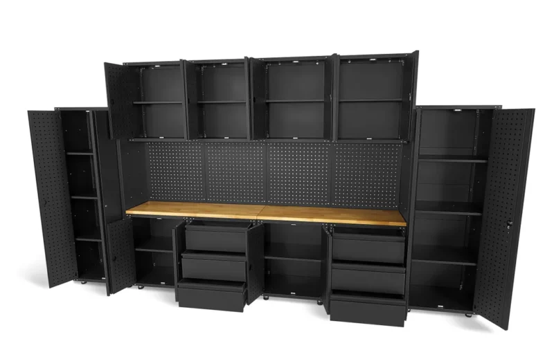 Banc de lucru tip ansamblu modular de atelier premium negru mat, 16 buc. - HBM [8]