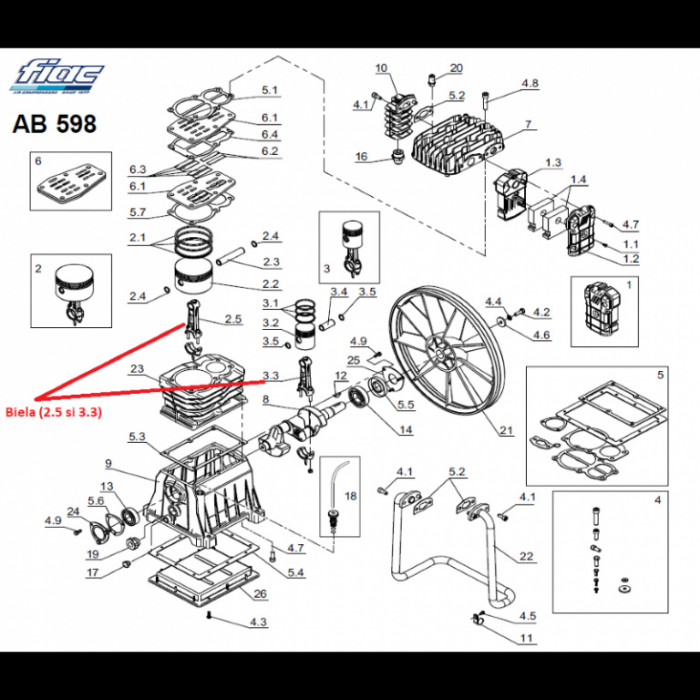Biela pentru cap compresor AB 525 / AB 598 [3]