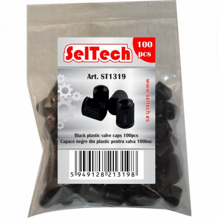 Capace negre din plastic pentru valva, punga de 100buc [2]
