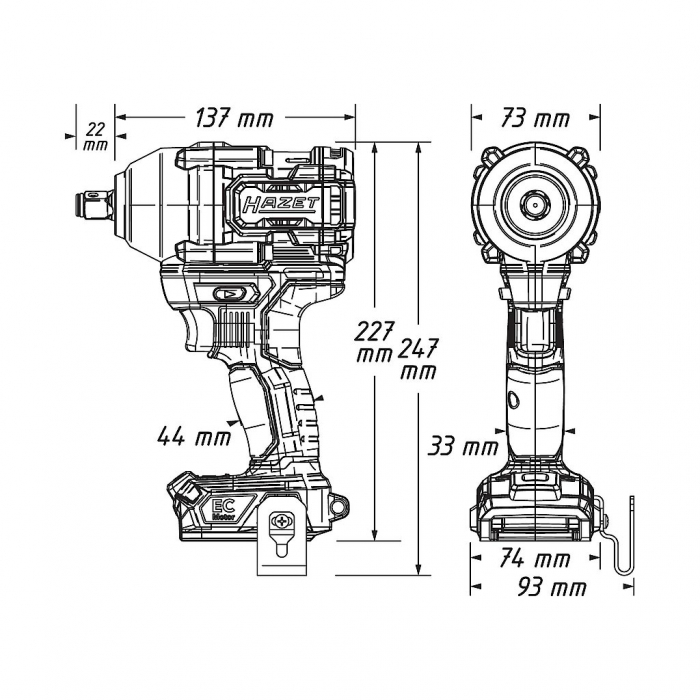 Cheie de impact 1/2" cu acumulatori 18V, 950 Nm [4]