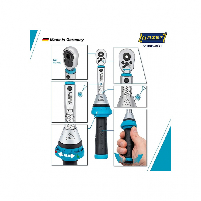Cheie dinamometrica clichet reversibil pentru biti 2,5 - 25 Nm, 1/4″ [2]