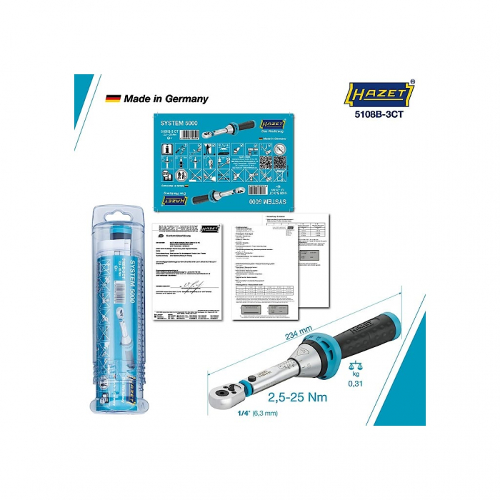 Cheie dinamometrica clichet reversibil pentru biti 2,5 - 25 Nm, 1/4″ [3]