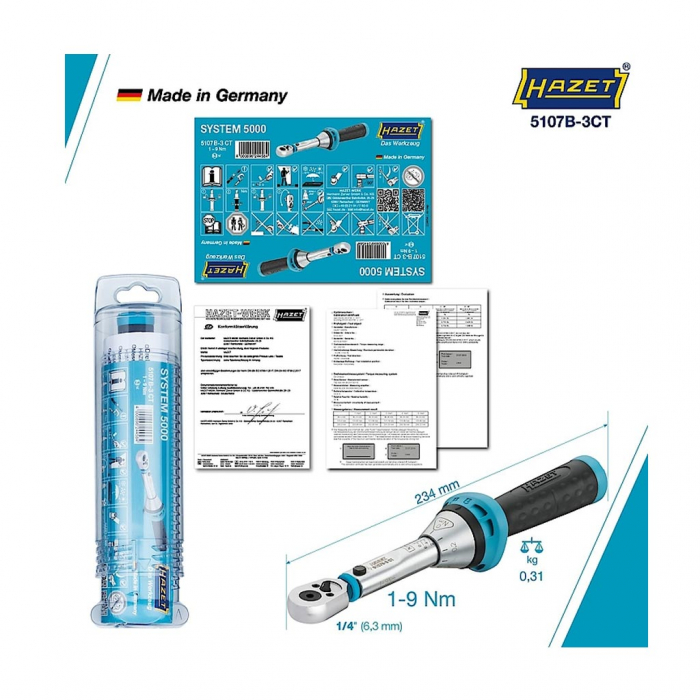 Cheie dinamometrica cu clichet reversibil pentru biti 1 - 9 Nm, 1/4″ [2]