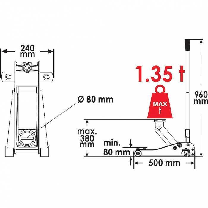 Cric hidraulic din aluminiu 1,35T [3]